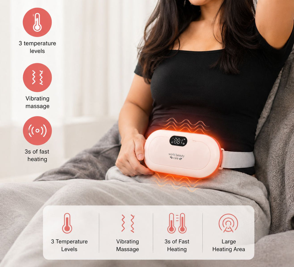 Portable Period Cramp Relief Massager, Heating Pad Belt